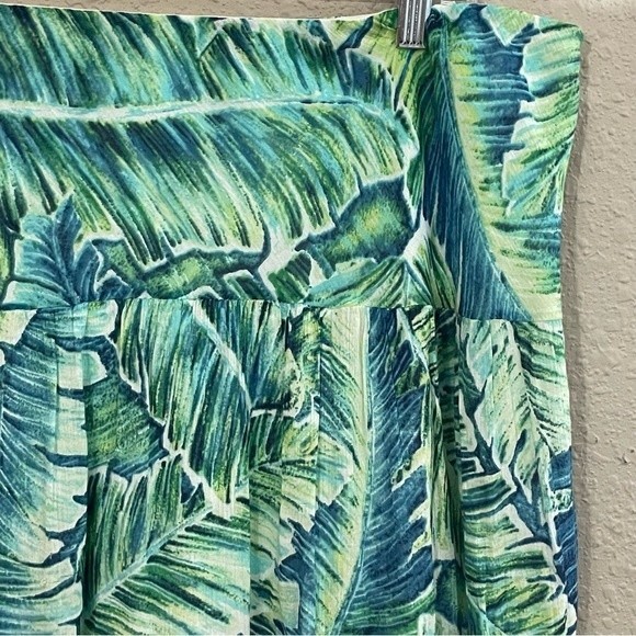 Chaps petite tropical leaf print lined crinkle cotton skirt. Women’s size PL - Picture 3 of 7